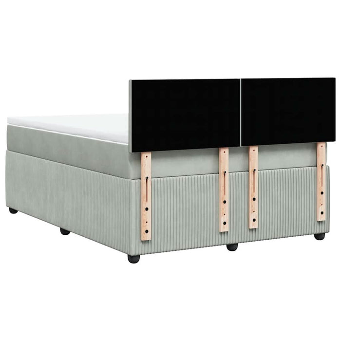 Pat box spring cu saltea, gri deschis, 140x190 cm, catifea - WALTI WALTI