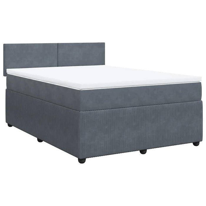 Pat box spring cu saltea, gri închis, 140x190 cm, catifea - WALTI WALTI