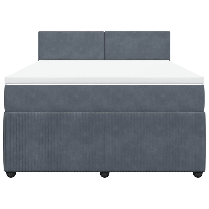 Pat box spring cu saltea, gri închis, 140x190 cm, catifea - WALTI WALTI