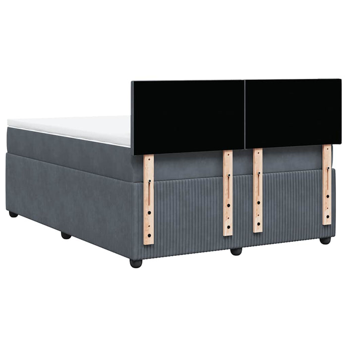 Pat box spring cu saltea, gri închis, 140x190 cm, catifea - WALTI WALTI