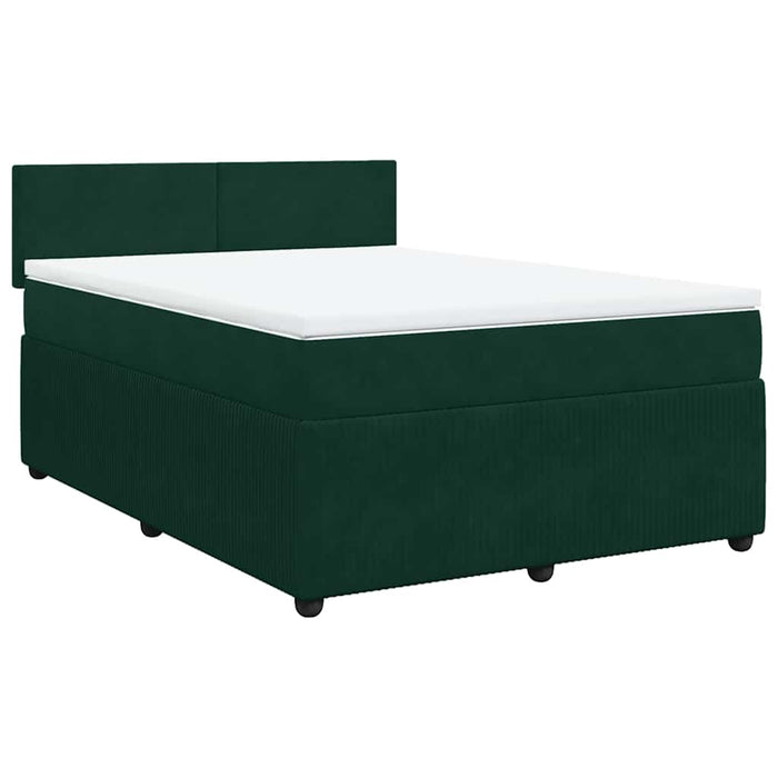 Pat box spring cu saltea, verde închis, 140x190 cm, catifea - WALTI WALTI
