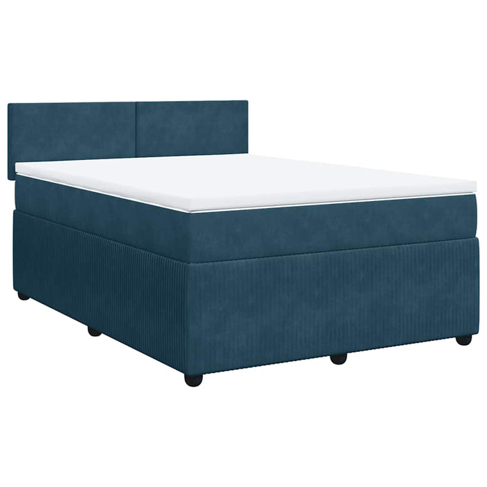 Pat box spring cu saltea, albastru, 140x190 cm, catifea - WALTI WALTI