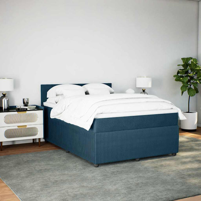 Pat box spring cu saltea, albastru, 140x190 cm, catifea - WALTI WALTI