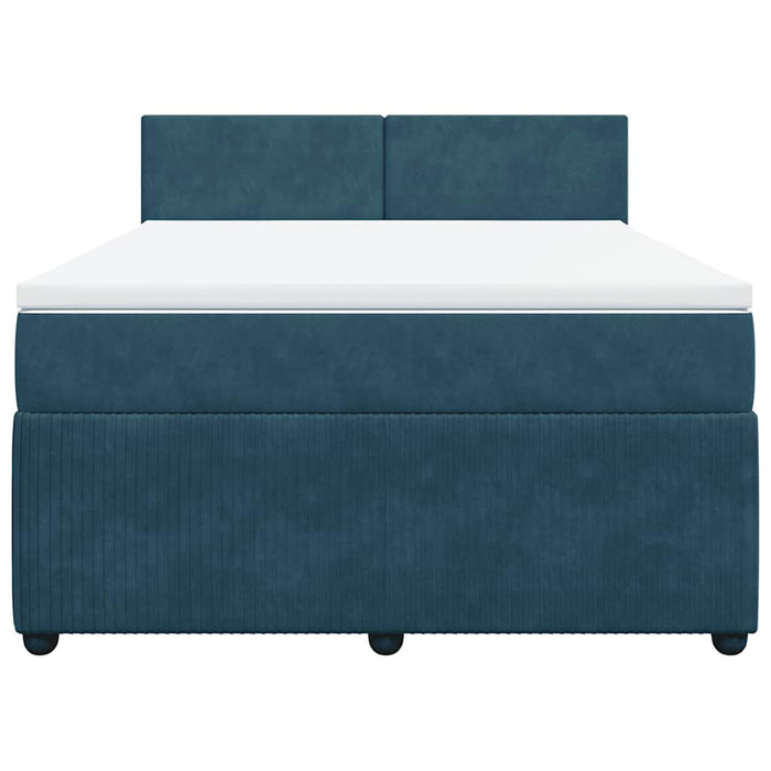 Pat box spring cu saltea, albastru, 140x190 cm, catifea - WALTI WALTI