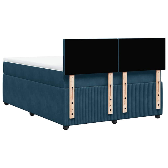 Pat box spring cu saltea, albastru, 140x190 cm, catifea - WALTI WALTI