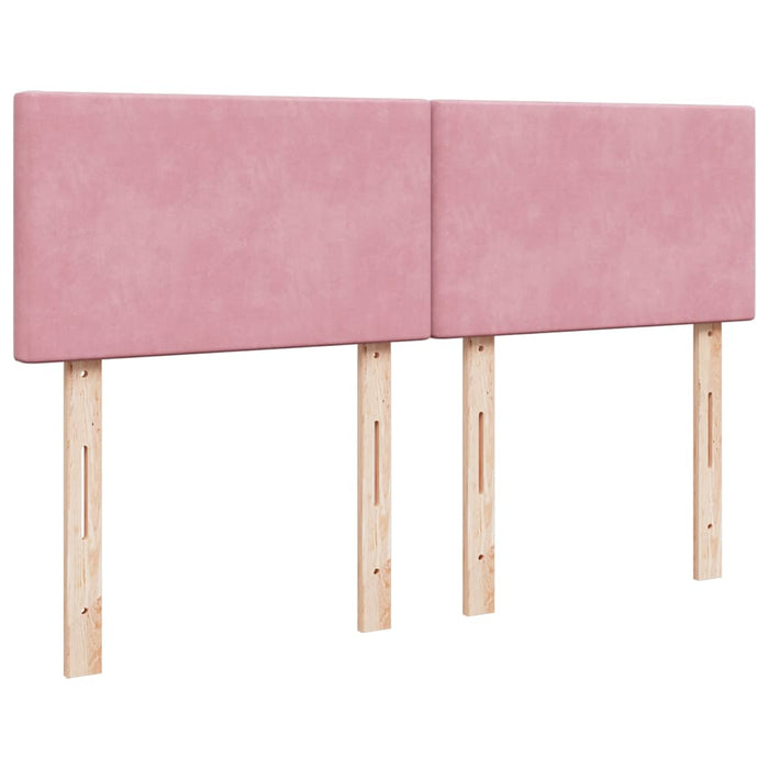 Pat box spring cu saltea, roz, 140x190 cm, catifea - WALTI WALTI