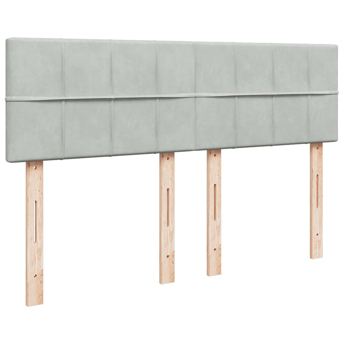 Pat box spring cu saltea, gri deschis, 140x190 cm, catifea - WALTI WALTI