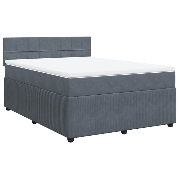 Pat box spring cu saltea, gri închis, 140x190 cm, catifea - WALTI WALTI