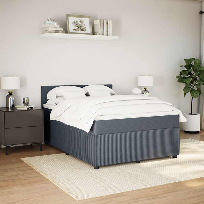 Pat box spring cu saltea, gri închis, 140x190 cm, catifea - WALTI WALTI