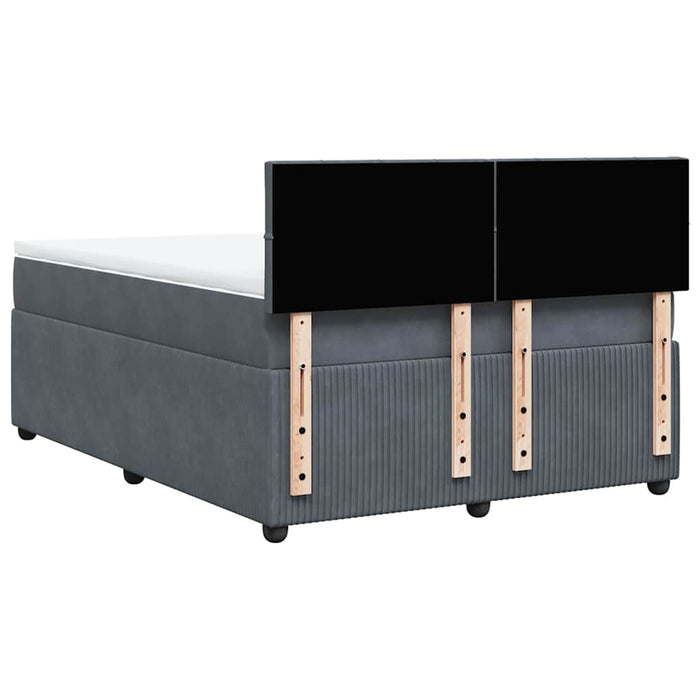Pat box spring cu saltea, gri închis, 140x190 cm, catifea - WALTI WALTI