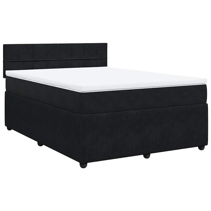 Pat box spring cu saltea, negru, 140x190 cm, catifea - WALTI WALTI