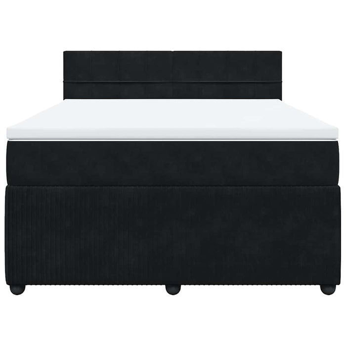 Pat box spring cu saltea, negru, 140x190 cm, catifea - WALTI WALTI
