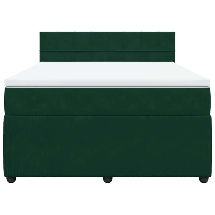 Pat box spring cu saltea, verde închis, 140x190 cm, catifea - WALTI WALTI