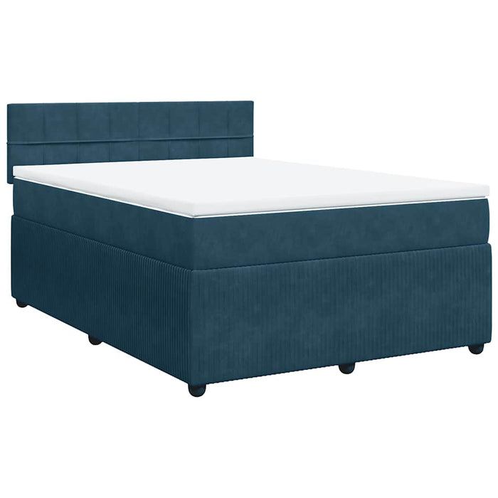 Pat box spring cu saltea, albastru, 140x190 cm, catifea - WALTI WALTI