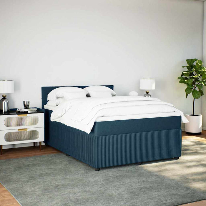 Pat box spring cu saltea, albastru, 140x190 cm, catifea - WALTI WALTI