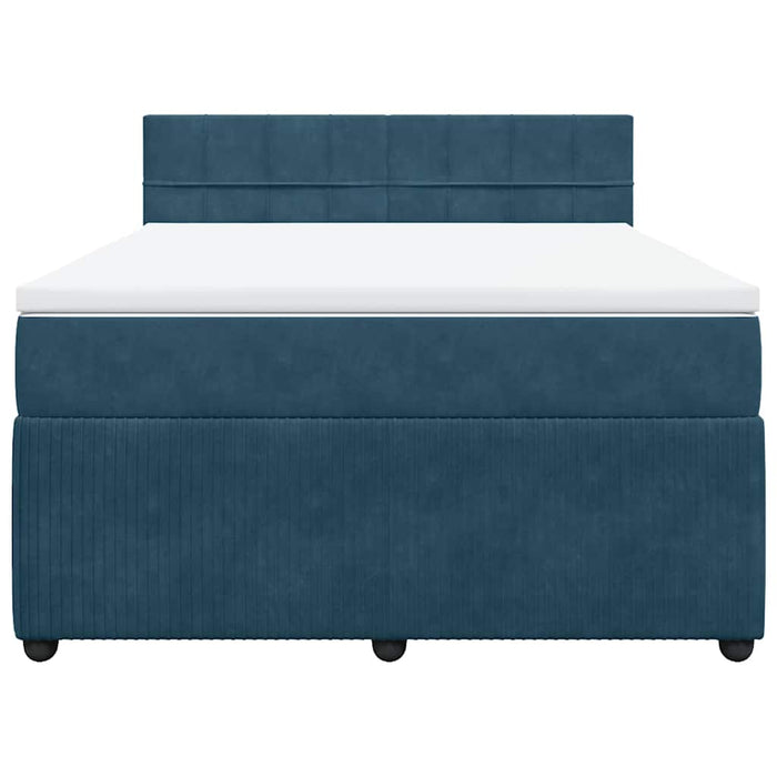 Pat box spring cu saltea, albastru, 140x190 cm, catifea - WALTI WALTI