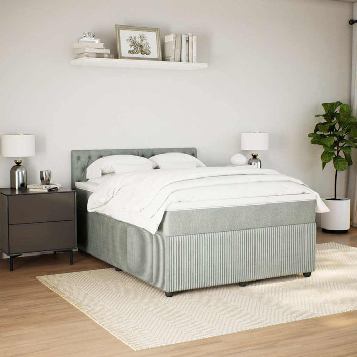Pat box spring cu saltea, gri deschis, 140x190 cm, catifea - WALTI WALTI