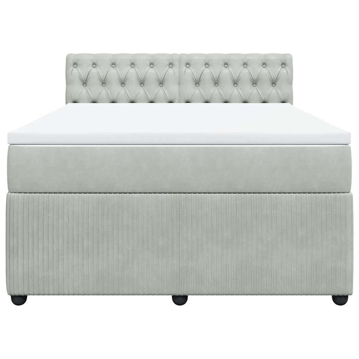 Pat box spring cu saltea, gri deschis, 140x190 cm, catifea - WALTI WALTI