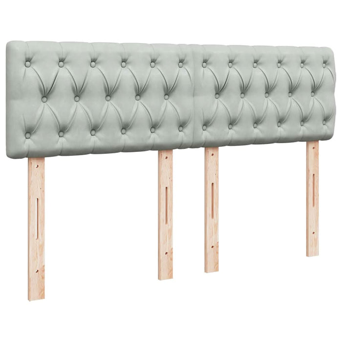 Pat box spring cu saltea, gri deschis, 140x190 cm, catifea - WALTI WALTI