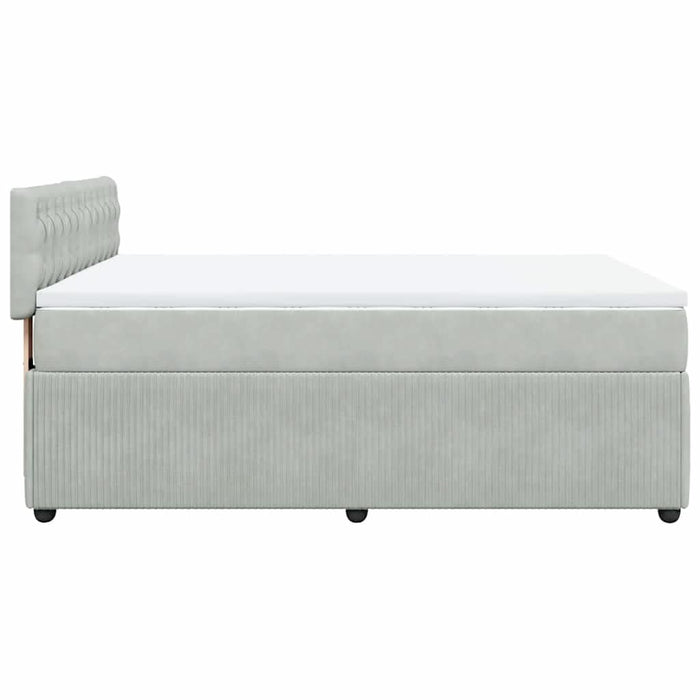 Pat box spring cu saltea, gri deschis, 140x190 cm, catifea - WALTI WALTI