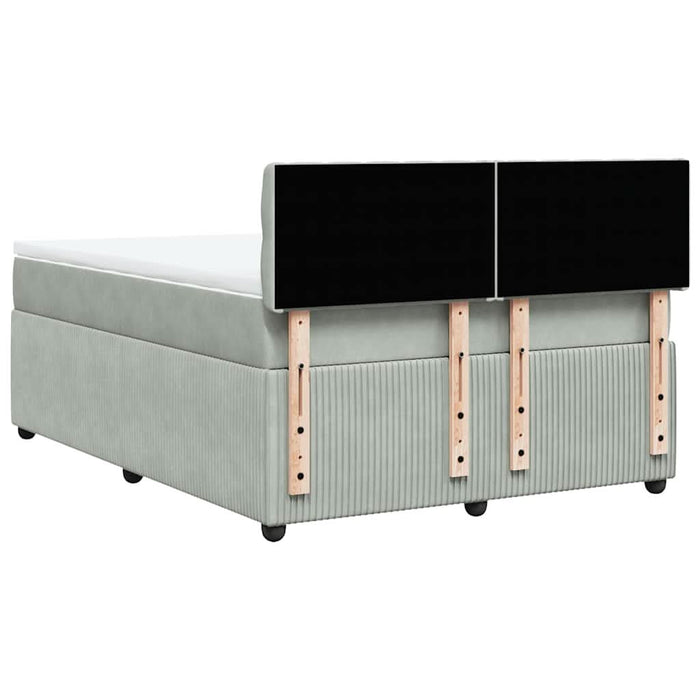 Pat box spring cu saltea, gri deschis, 140x190 cm, catifea - WALTI WALTI