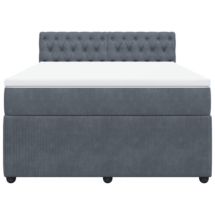 Pat box spring cu saltea, gri închis, 140x190 cm, catifea - WALTI WALTI