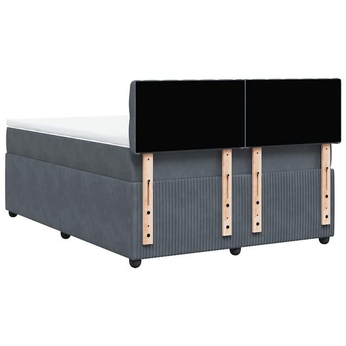 Pat box spring cu saltea, gri închis, 140x190 cm, catifea - WALTI WALTI