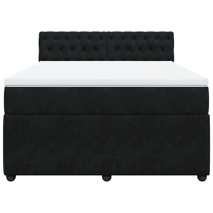Pat box spring cu saltea, negru, 140x190 cm, catifea - WALTI WALTI