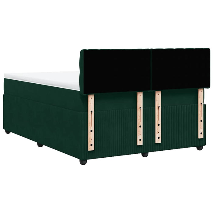 Pat box spring cu saltea, verde închis, 140x190 cm, catifea - WALTI WALTI