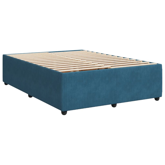 Pat box spring cu saltea, albastru, 140x190 cm, catifea - WALTI WALTI