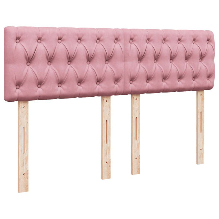 Pat box spring cu saltea, roz, 140x190 cm, catifea - WALTI WALTI