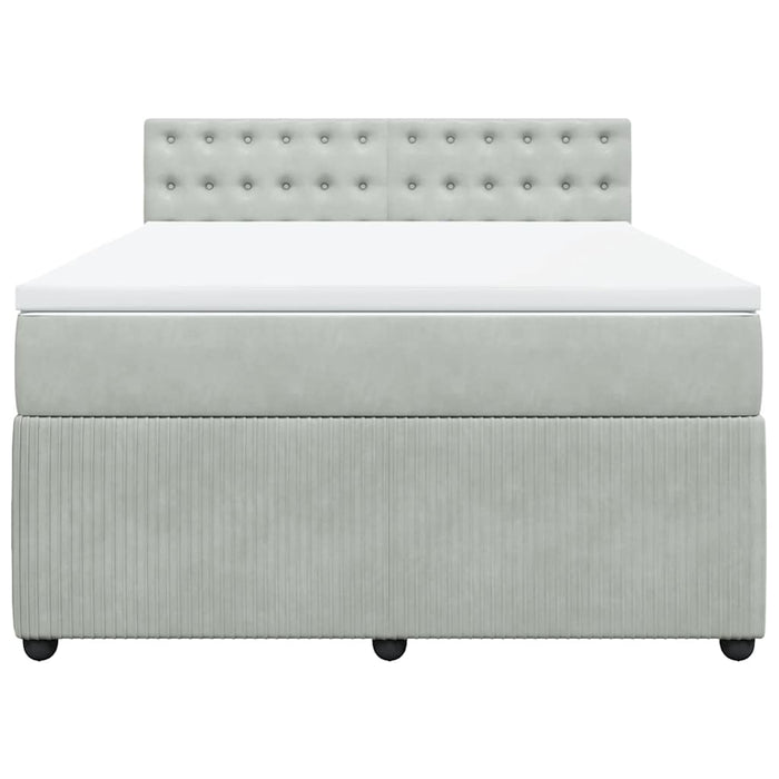 Pat box spring cu saltea, gri deschis, 140x190 cm, catifea - WALTI WALTI