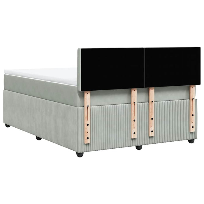 Pat box spring cu saltea, gri deschis, 140x190 cm, catifea - WALTI WALTI