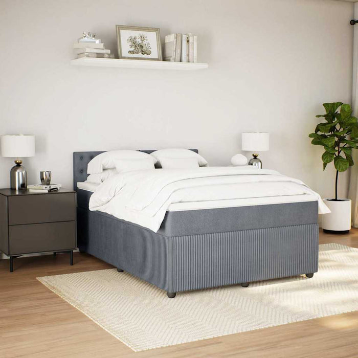 Pat box spring cu saltea, gri închis, 140x190 cm, catifea - WALTI WALTI
