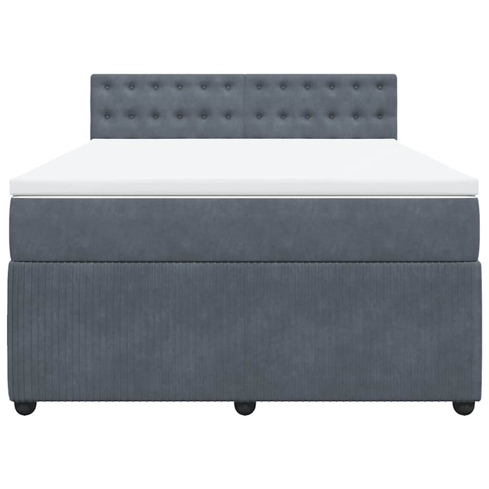 Pat box spring cu saltea, gri închis, 140x190 cm, catifea - WALTI WALTI