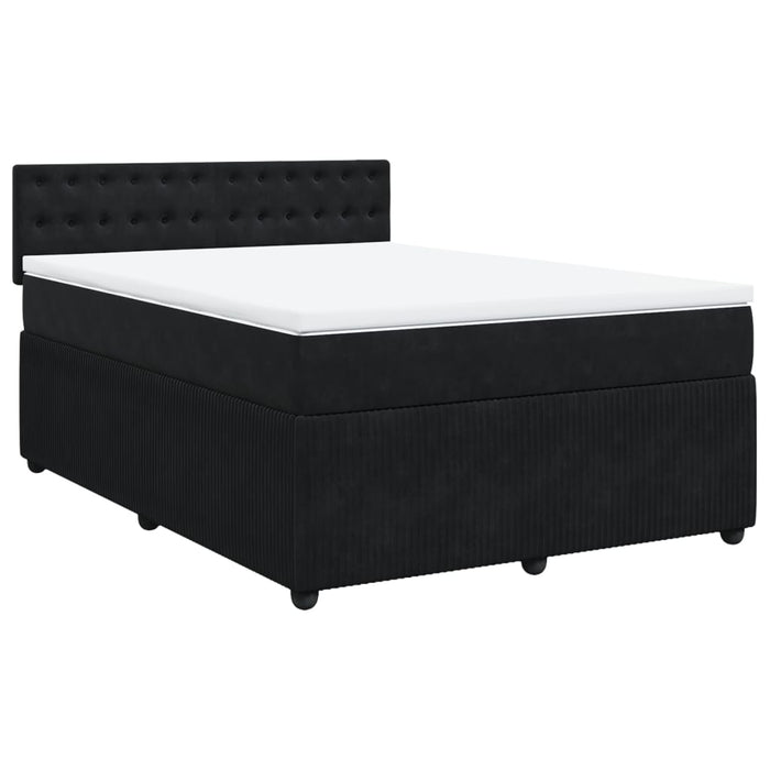 Pat box spring cu saltea, negru, 140x190 cm, catifea - WALTI WALTI