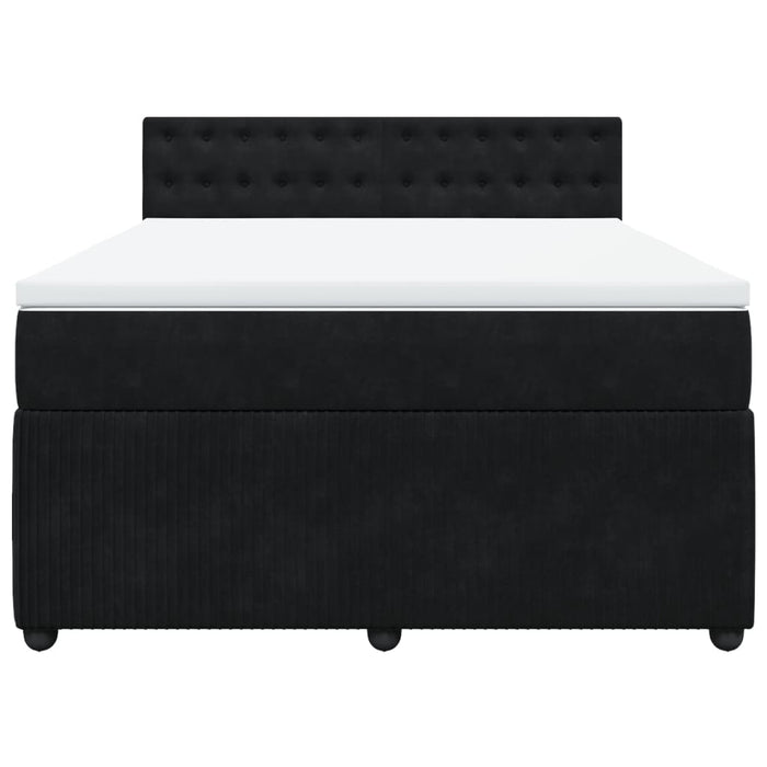 Pat box spring cu saltea, negru, 140x190 cm, catifea - WALTI WALTI