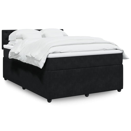 Pat box spring cu saltea, negru, 140x190 cm, catifea - WALTI WALTI