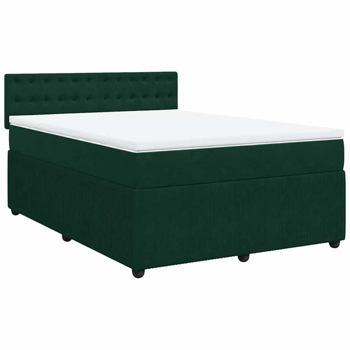 Pat box spring cu saltea, verde închis, 140x190 cm, catifea - WALTI WALTI