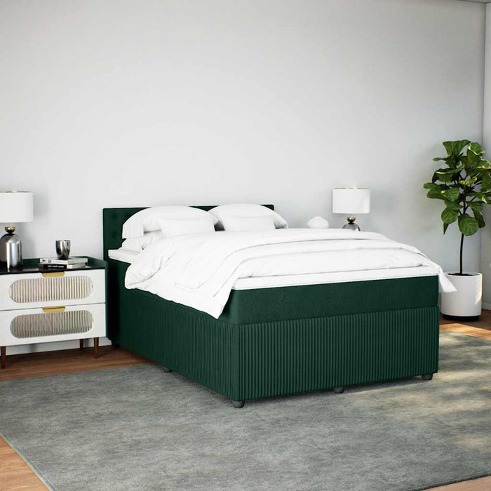 Pat box spring cu saltea, verde închis, 140x190 cm, catifea - WALTI WALTI