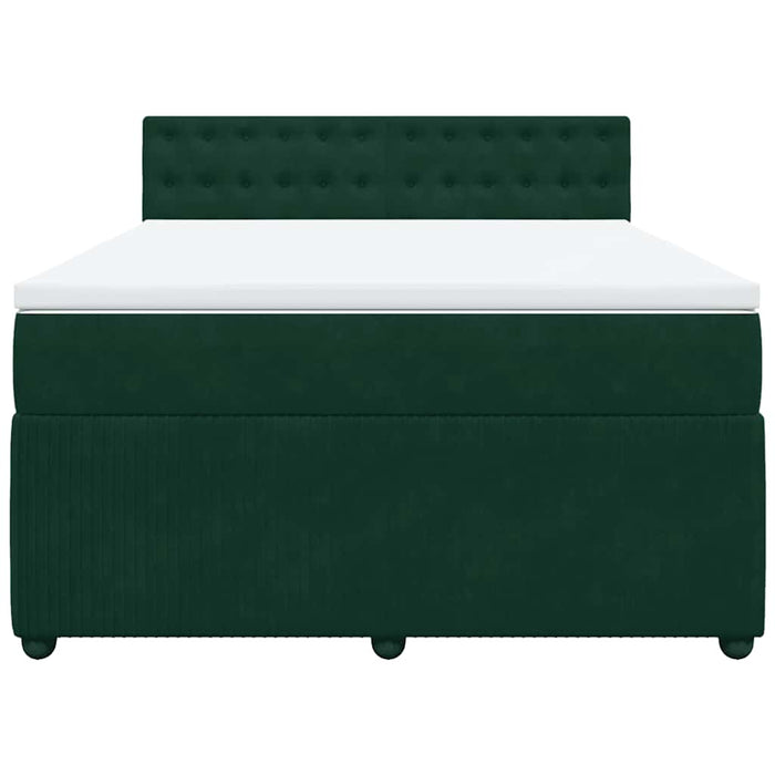 Pat box spring cu saltea, verde închis, 140x190 cm, catifea - WALTI WALTI
