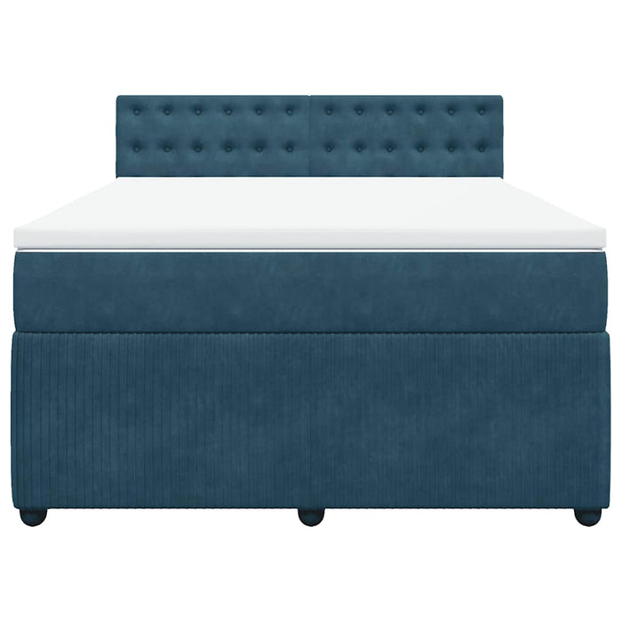 Pat box spring cu saltea, albastru, 140x190 cm, catifea - WALTI WALTI