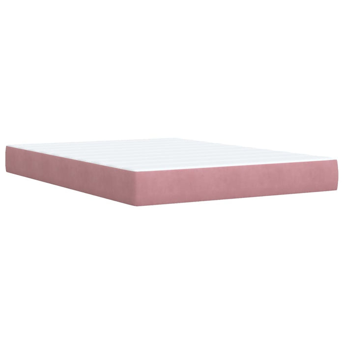 Pat box spring cu saltea, roz, 140x190 cm, catifea - WALTI WALTI