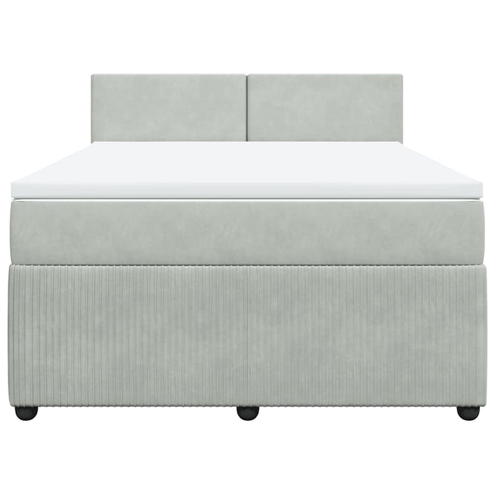 Pat box spring cu saltea, gri deschis, 140x200 cm, catifea - WALTI WALTI