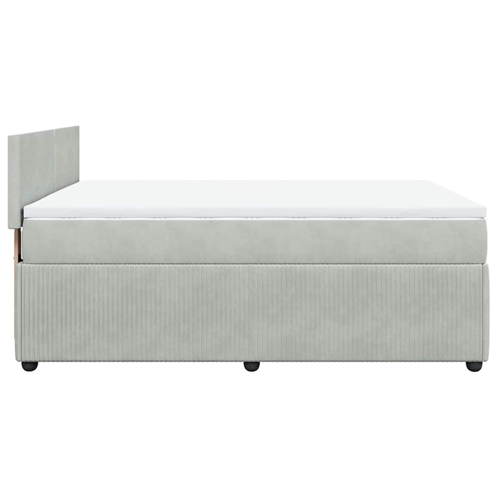 Pat box spring cu saltea, gri deschis, 140x200 cm, catifea - WALTI WALTI