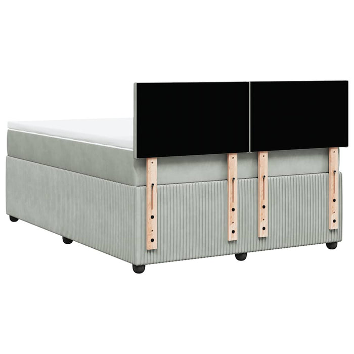 Pat box spring cu saltea, gri deschis, 140x200 cm, catifea - WALTI WALTI