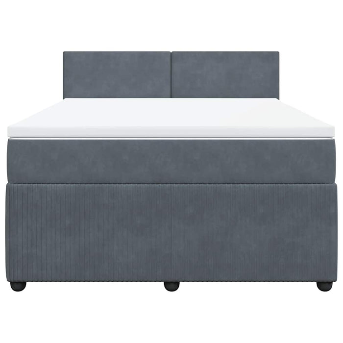 Pat box spring cu saltea, gri închis, 140x200 cm, catifea - WALTI WALTI