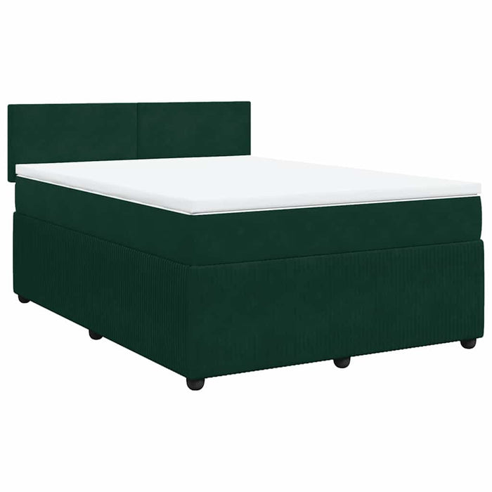 Pat box spring cu saltea, verde închis, 140x200 cm, catifea - WALTI WALTI