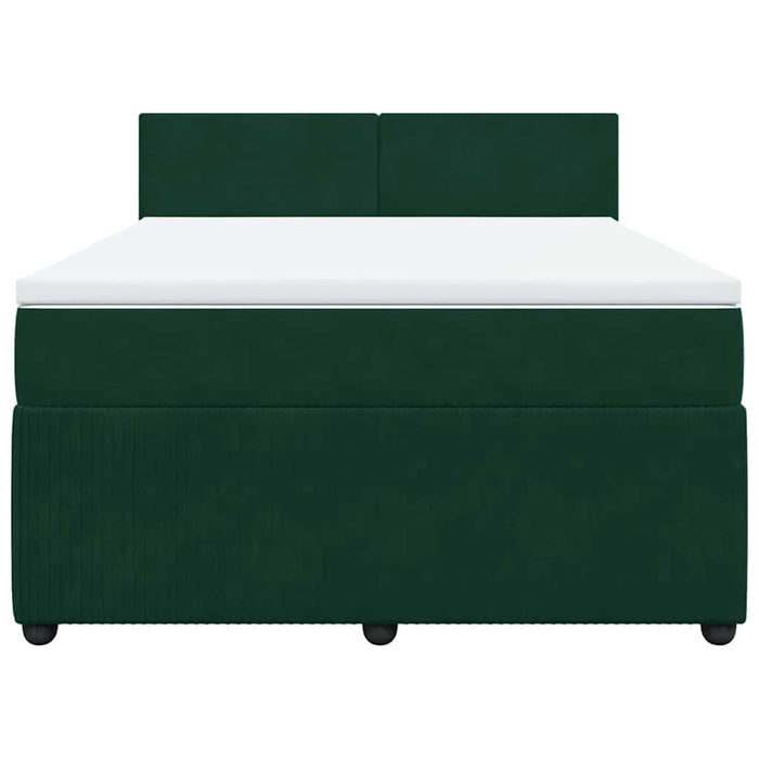Pat box spring cu saltea, verde închis, 140x200 cm, catifea - WALTI WALTI