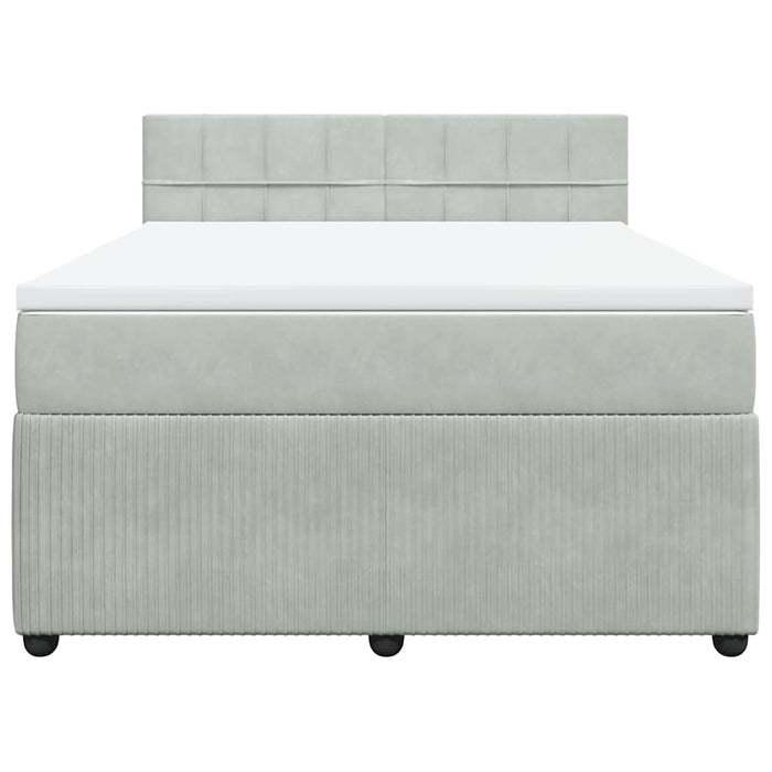 Pat box spring cu saltea, gri deschis, 140x200 cm, catifea - WALTI WALTI